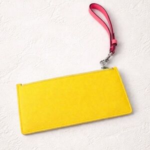 Coach  yellow and neon pink wristlet pouch/card case/travel